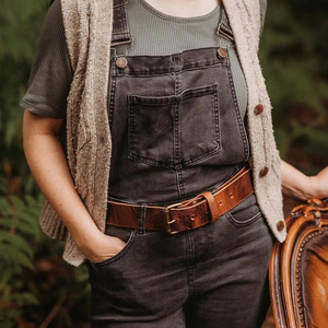 เข็มขัดหนังวัวแท้สำหรับผู้ชายและผู้หญิงทำด้วยมือ LMB-0020หัวเข็มขัดงูสไตล์วินเทจ - Product Image 1