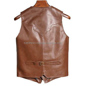 High Quality Men's Leather <b>Vest</b> for Summer Button Closure with 4 <b>Utility</b> Pockets Formal Streetwear & Casual Outfits - Product Image 2