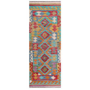 Alfombra Kilim de Maimana, Afganistán, 195 x 73 cm, Alfombras y Juegos de Alfombras - Product Image 1