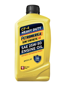 Huile moteur diesel semi-synthétique anti-usure Petromerica Heavy Duty SAE 25W-50 CF-4, lubrifiant automobile, lot de 6, 1 litre - Product Image 1