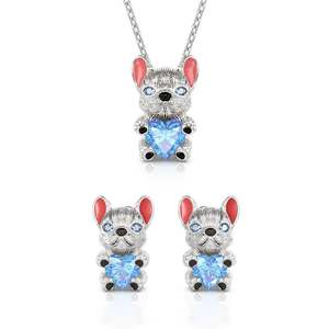 Conjunto de Joyería de Plata de Ley con Corte de Corazón de Bulldog Francés Inteligente Jeulia Hug Me - Product Image 1