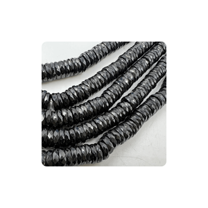 Cuentas de Espinela Negra de Primera Calidad, Facetadas, Forma de Neumático, Heishi, Hilo de 17 Pulgadas, Tamaño 5-6 mm, Materiales para la Fabricación de Joyas, India - Product Image 3