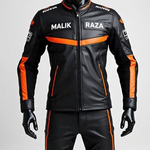 Blouson de moto en cuir professionnel, évents de ventilation, épaulettes rembourrées, cuir pleine fleur, qualité d'exportation - Product Image 6