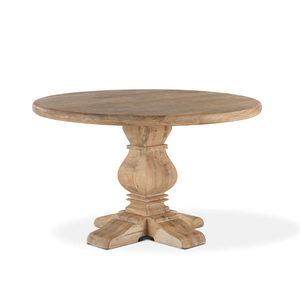 Mesa de Comedor Redonda para Exterior, Diseño de Pedestal, Base de Madera, Tapa de Madera de Mango Maciza, Acabado Natural, 4 Plazas, para Cafetería, Bar o Restaurante - Product Image 3