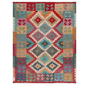 Alfombra Kilim de Maimana, Afganistán, 199 x 159 cm, Juego de Alfombras - Product Image 1