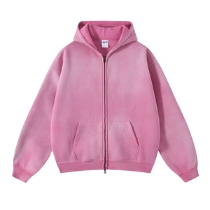 Sweat à capuche zippé GSM lourd délavé à l'acide pour hommes Sweat-shirt d'hiver unisexe décontracté de haute qualité personnalisé - Product Image 1