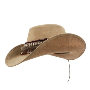 Sombrero de vaquero occidental de cuero de moda de tamaño ajustable 58-59CM para mujeres y hombres, cinturón de plumas Punk, Sombrero Fedora para Hombre, gorras para - Product Image 2