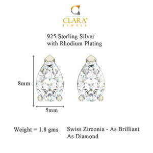 Parures de boucles d'oreilles pendantes en argent sterling 925 de qualité supérieure, forme poire, pour mariages - Product Image 4