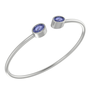 925 Sterling Silver Twister <b>Bracelet</b> <b>Tanzanite</b> Gemstone Two Shape Oval and Round Cut Bezel Setting Trendy Unisex High Finish - Product Image 1