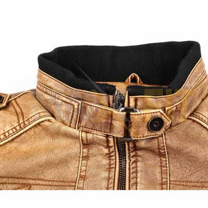 Veste en cuir PU pour homme, toile de haute qualité, col montant uni, tendance, MAXFIT ENTERPRISES, veste printemps/automne/hiver - Product Image 6