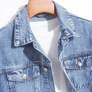 Sweat à capuche à col polo et demi-fermeture éclair en denim vintage OEM High Street Veste patchwork à coupe ample pour hommes Col à capuche en tissu - Product Image 1