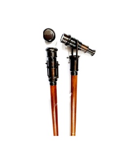 Style nautique vintage cannes de marche en bois marron bâton caché espion verre télescope poignée rustique Vintage décor à la maison cadeaux - Product Image 5