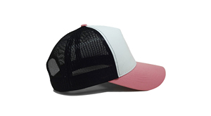 Vente en gros Logo imprimé personnalisé 5 panneaux Chapeau de camionneur à bord incurvé à profil haut Casquette de sport en toile Mode décontractée pour marque
