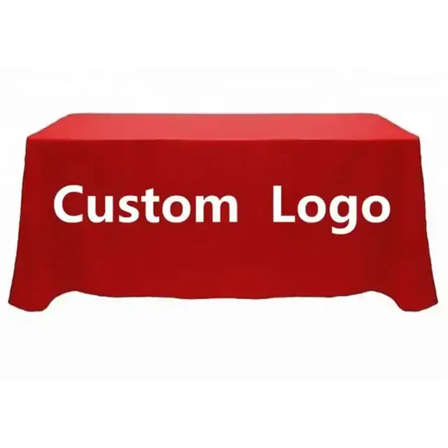 Iş reklam fuarı için logo ile Polyester draped kumaş özel masa örtüsü