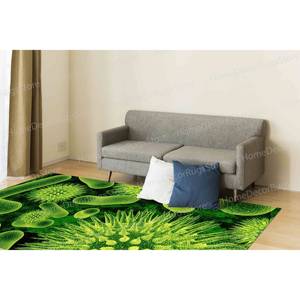 Tapis imprimé microscopique de bactéries - Design rond vert tendance pour bureau et chambre d'enfant, avec poils doux - Product Image 3