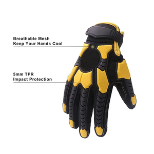 Cómodos guantes de seguridad mecánicos de cuero negro con poliéster TPR, función impermeable antiimpacto, logotipo personalizado para trabajo en frío - Product Image 3