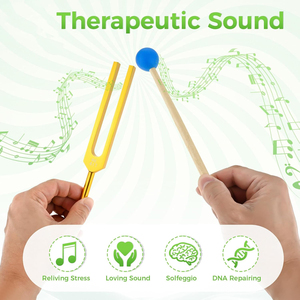 Juego de diapasones: 9 diapasones coloridos sin peso para curar, relajar, fortalecer el Chakra, con martillo y caja de voz de madera - Product Image 3