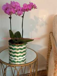 Incrustation d'os Floral intérieur vert fleur Vase maison décorative métal jardinières arabe Look Pots pour la décoration - Product Image 2