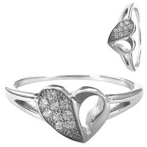 Bague en argent 925 avec cristal en forme de cœur et zircone cubique pour cadeau de femme - Product Image 1
