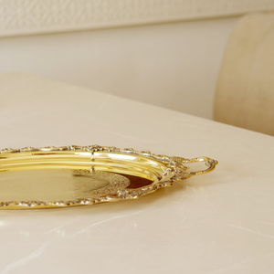 Plateau de service rectangulaire en acier inoxydable avec motif solide, finition polie, écologique, style américain pour les fêtes et les mariages - Product Image 4