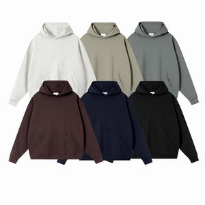 High Quality 100% Cotton Stringless <b>Hoodie</b> Pullover Thick <b>Fleece</b> <b>Oversize</b> Loose Custom Heavy Plus Size <b>Men's</b> Hoodies - Product Image 1