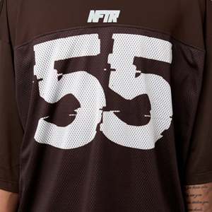 <b>Men</b> Oversized Football Jersey T-<b>Shirt</b> <b>Brown</b> Mesh Polyester Blend Streetwear Top with Large 55 Print Front Back - Product Image 3
