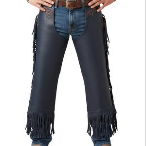 Polainas de Montar a Caballo de Cuero Genuino de Primera Calidad con Flecos, Protectores de Piernas para Montar a Caballo para Hombre - Product Image 1