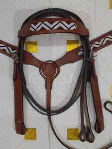 Coraza occidental ecuestre duradera de calidad superior, cuero brillante tallado de acero inoxidable, caballete elegante para montar - Product Image 4