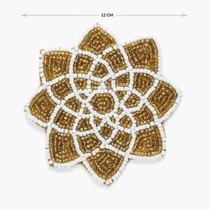 Posavasos inicial de cuentas de vidrio hechas a mano glamurosas, decoración de comedor personalizada para restaurantes y cafeterías - Product Image 5