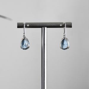 Pendientes colgantes de Topacio Azul quilates piedras preciosas naturales llamativos pendientes de plata esterlina regalo de piedra natal de Diciembre fiesta de boda Unisex - Product Image 4