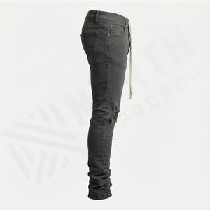 Pantalon en jean pour homme, logo personnalisé en gros, design tendance, décontracté, déchiré, troué, skinny, durable - Product Image 3
