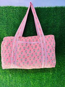 <b>Large</b> Cotton Quilted Duffle Tote Shoulder <b>Bag</b>, Floral Print Washable Eco friendly Yoga Shopping <b>Beach</b> Boho Weekender <b>Bags</b> - Product Image 5