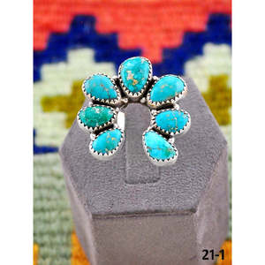 Bague Naja ajustable en turquoise émeraude et argent sterling, faite à la main dans le sud-ouest, bijou de collection culturelle - Product Image 2