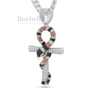 Collar de llave Ankh de serpiente, colgante de símbolo egipcio helado para hombres, joyería de hip hop de lujo con significado espiritual - Product Image 4