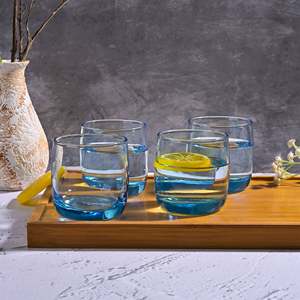 ชุดแก้วน้ำผลไม้สีฟ้า 4 ใบ แก้วพรีเมียมสำหรับเครื่องดื่ม - Product Image 5