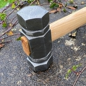 Damascus Steel Blacksmith Hammer Handmade Custom Design for Knife Making DIY OEM Customizable Wood <b>Handle</b> Multi-Purpose - Product Image 3