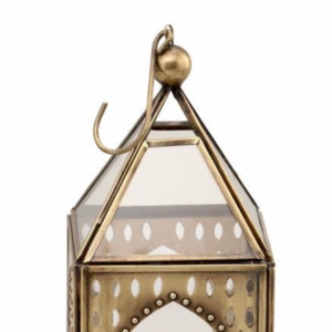 โคมไฟแก้วตกแต่งสไตล์โมร็อกโกตะวันออกที่แขวนเสาทองเหลืองสีทองหรูหราที่แขวนประดับบ้านตะขอโลหะ - Product Image 5