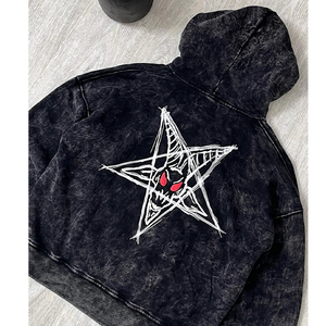 Personnalisé de haute qualité PULLOVER Streetwear Vintage double couche lavage à l'acide soleil fané en détresse sweat à capuche hiver sweat ample - Product Image 5