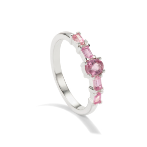 Anillo de Zafiro Rosa de Mozambique de 0.93ct, Plata de Ley Chapada en Oro, Joyería de Moda - Product Image 1