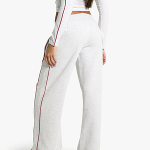 Custom Logo Wholesale <b>Polyester</b>/Cotton Winter Casual Wear Womens Sweatpants Solid Color Comfortable Flared Trouser Lace - Product Image 2