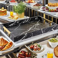 Bandeja de Servir de Mármol de Lujo, Ecológica, Duradera, Grabada a Mano, Elegante y Muy Solicitada, para Decoración de Mesa de Centro o Desayuno