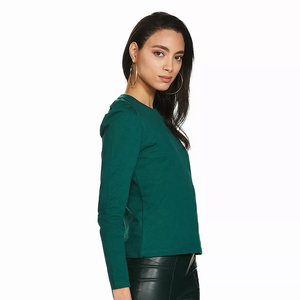 Custom Printed Women's Sweatshirt With Crew Neck Korean <b>Polyester</b> and Cotton Terry Fabric Long for Winter Season - Product Image 3