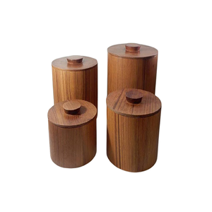 Tarro de madera de calidad superior Masala Dabba Tarro de especias de forma redonda de diseño maravilloso del fabricante en la India - Product Image 2