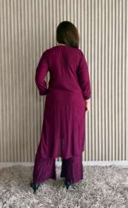 Lucknowi Chikankari Natural Straight Summer 3D <b>Anchor</b> Thread Work Modal Kurti Plazo Set | Ladies Ethnic Wear 38-46 Size - Product Image 3