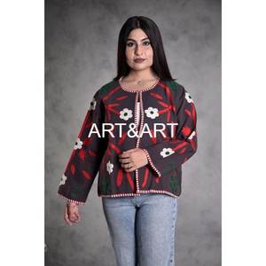 Vente chaude Femmes Suzani Veste Brodée Manteau D'hiver avec Remplissage De Coton et XL Taille Imprimé TNT Tissu Court Manteau Conception - Product Image 5