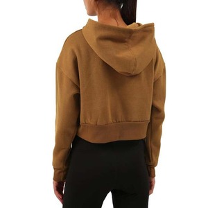 Women's Casual Outdoor Cropped Hoodie with Breathable 3D Embroidery High <b>Waist</b> Short Hooded Front Logo Casual Outdoor Style - Product Image 3