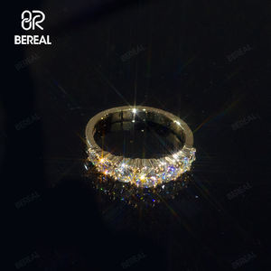 แหวนเพชรโมอิสสีทอง10K 14K ประดับเพชรวงครึ่งงานหมั้นแหวนแต่งงาน - Product Image 2