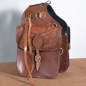 Handtooled Handcarved <b>Harness</b> <b>Leather</b> Saddle Bag Western Horse Motorcycle Equestrian Use Custom Logo Stainless Steel Customized - Product Image 1