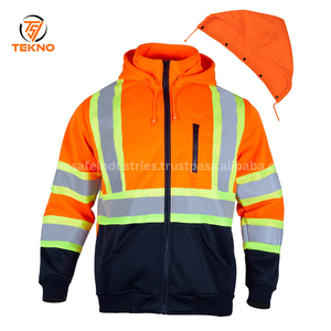 Venta caliente de invierno personalizado Hi Vis Hoodie reflectante seguridad trabajo Zip up hombres manga larga ropa de seguridad Hi Vis Hoodie servicio OEM - Product Image 4