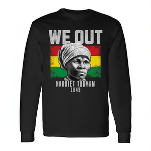 T-shirt à manches longues « We Out » Harriet Tubman, noir, avec message historique, promotionnel - Product Image 2